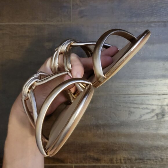 NEW Stuart Weitzman Sandals Womens 7.5 Metallic Luxury Designer Chic Shiny - Picture 3 of 8